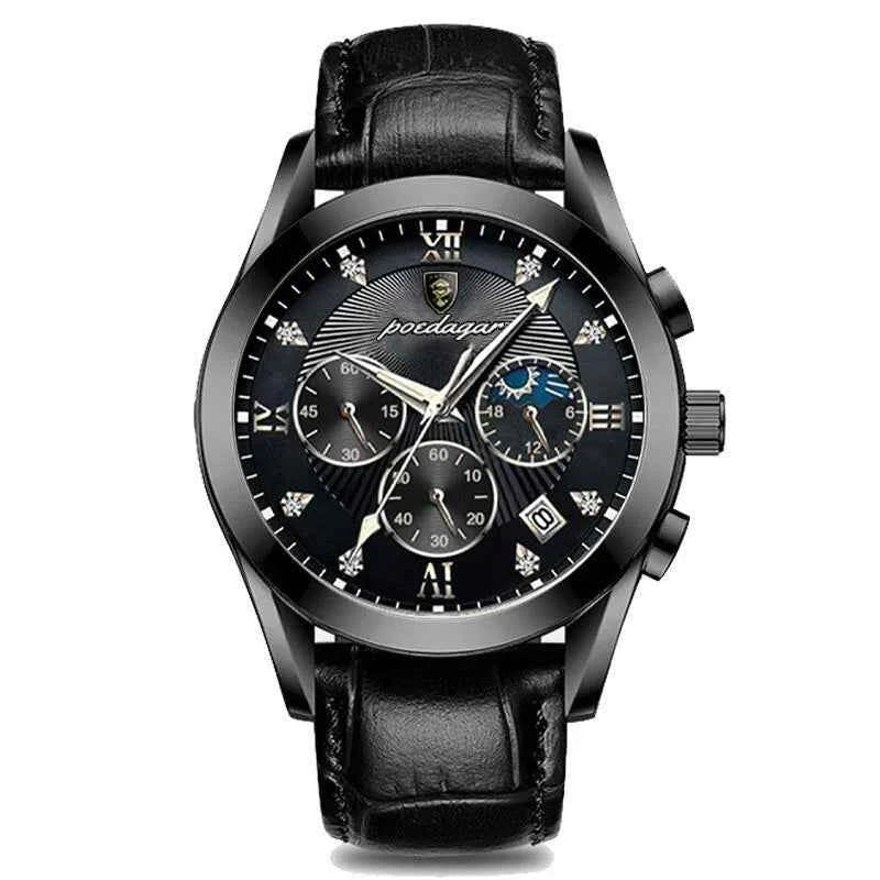 POEDAGAR 2021 New Fashion Men's Watch Leather Top Brand Luxury Waterproof Sports Mens Wristwatch Quartz Relogio Masculino Casual