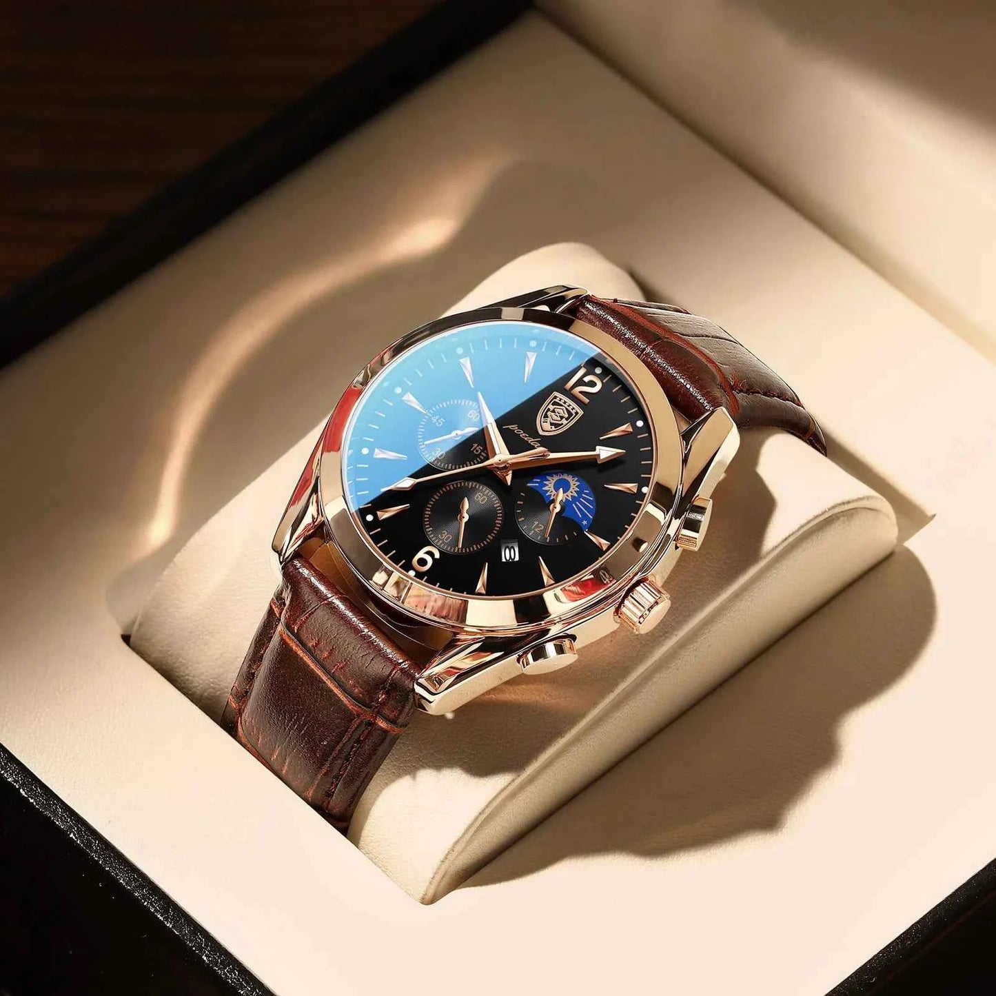 POEDAGAR 2021 New Fashion Men's Watch Leather Top Brand Luxury Waterproof Sports Mens Wristwatch Quartz Relogio Masculino Casual