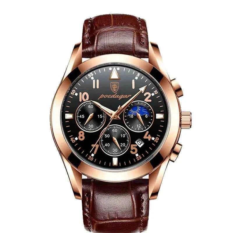 POEDAGAR 2021 New Fashion Men's Watch Leather Top Brand Luxury Waterproof Sports Mens Wristwatch Quartz Relogio Masculino Casual