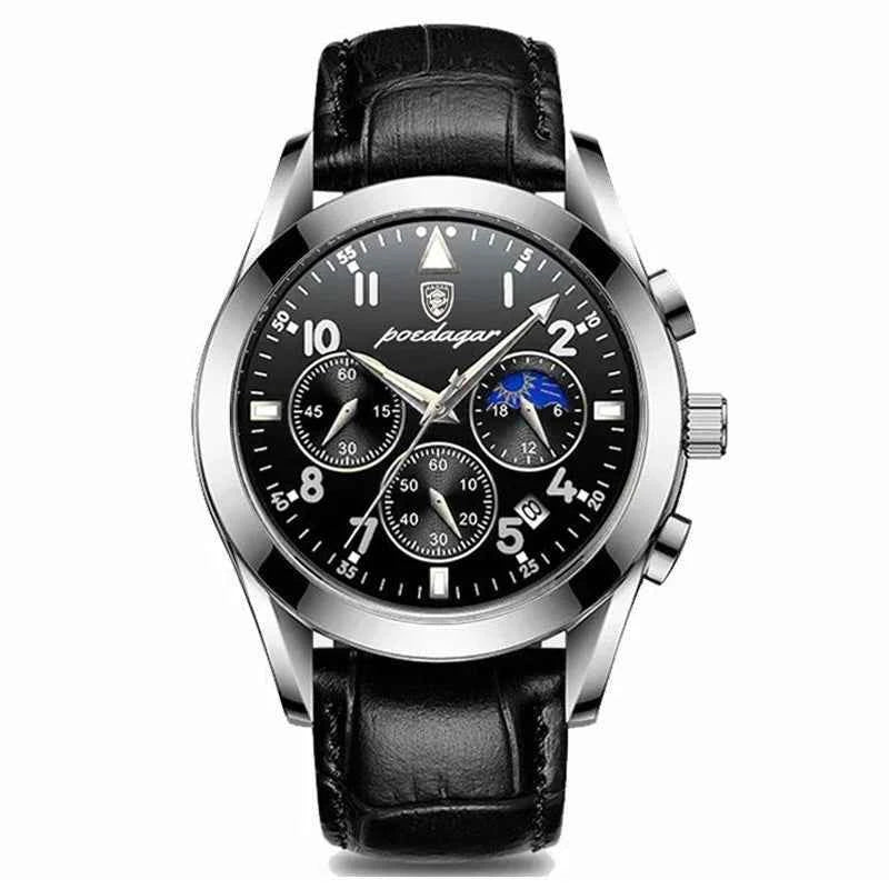 POEDAGAR 2021 New Fashion Men's Watch Leather Top Brand Luxury Waterproof Sports Mens Wristwatch Quartz Relogio Masculino Casual