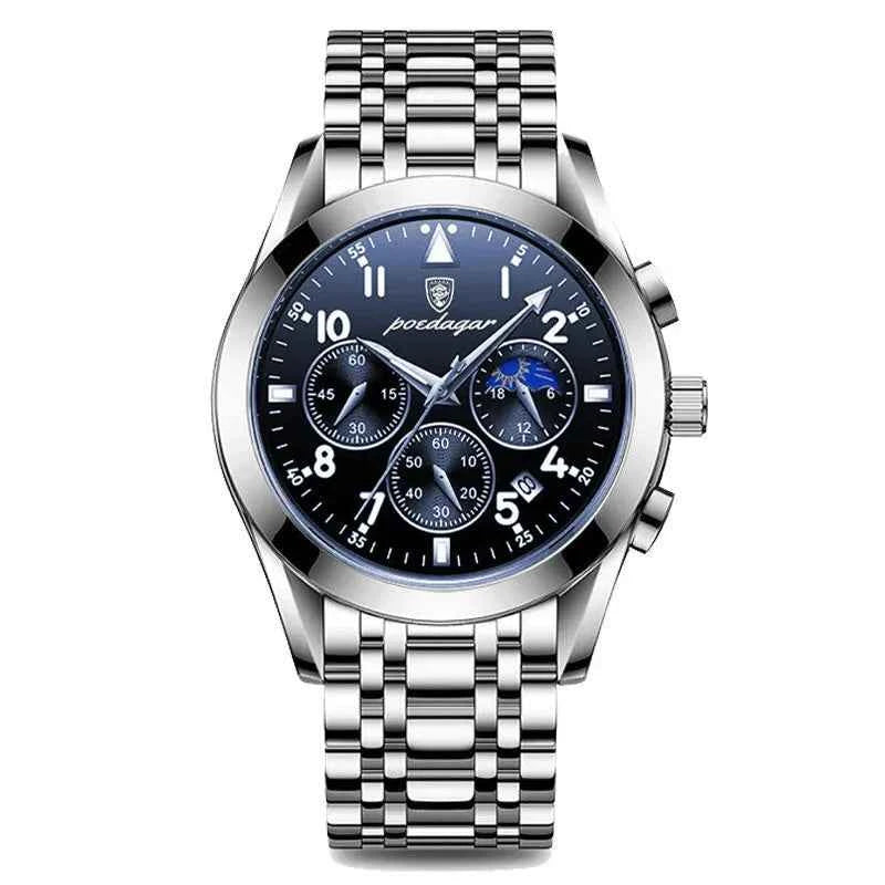 POEDAGAR Men Watches Stainless Steel Top Luxury Fashion Business Wristwatch Waterproof Luminous Quartz Watches Relogio Masculino