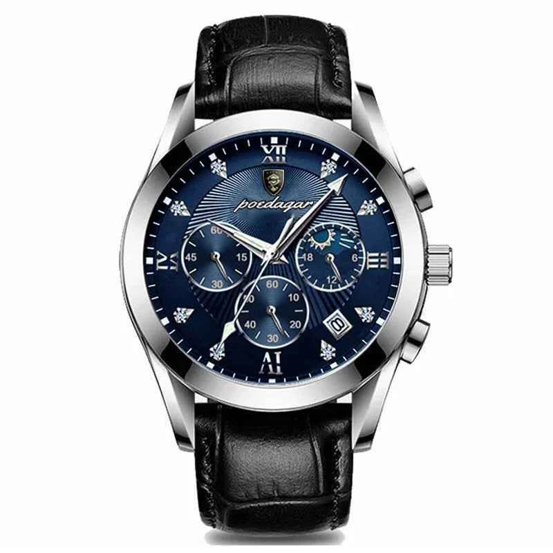 POEDAGAR 2021 New Fashion Men's Watch Leather Top Brand Luxury Waterproof Sports Mens Wristwatch Quartz Relogio Masculino Casual