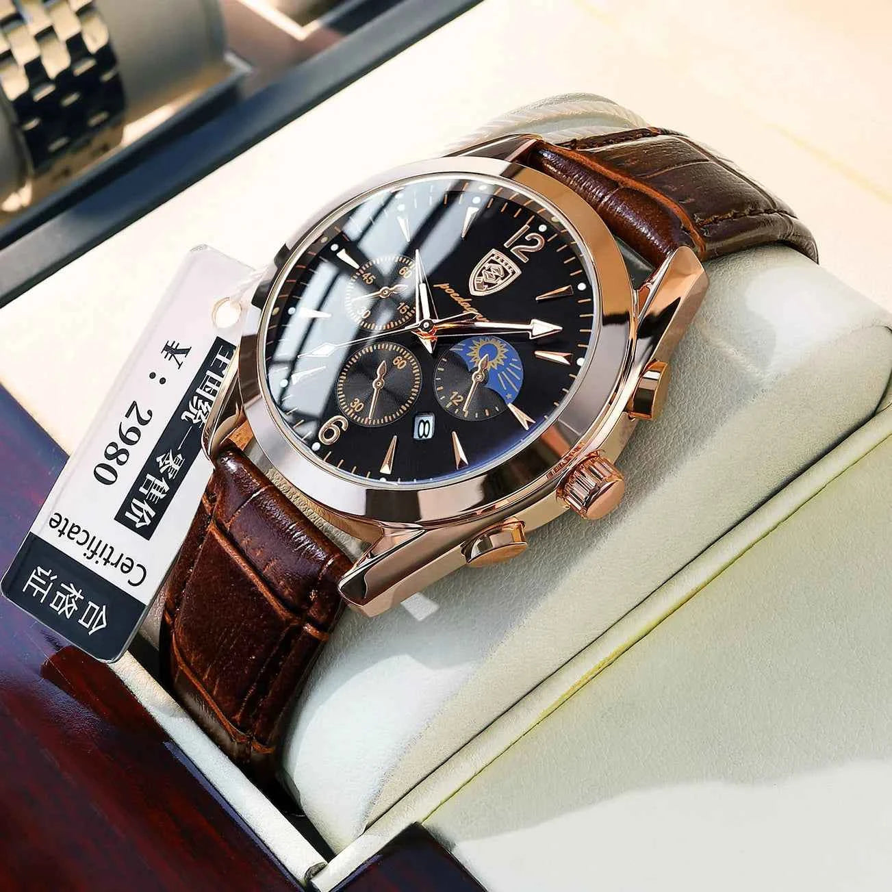 POEDAGAR 2021 New Fashion Men's Watch Leather Top Brand Luxury Waterproof Sports Mens Wristwatch Quartz Relogio Masculino Casual