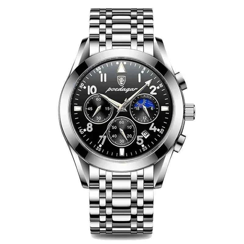 POEDAGAR Men Watches Stainless Steel Top Luxury Fashion Business Wristwatch Waterproof Luminous Quartz Watches Relogio Masculino