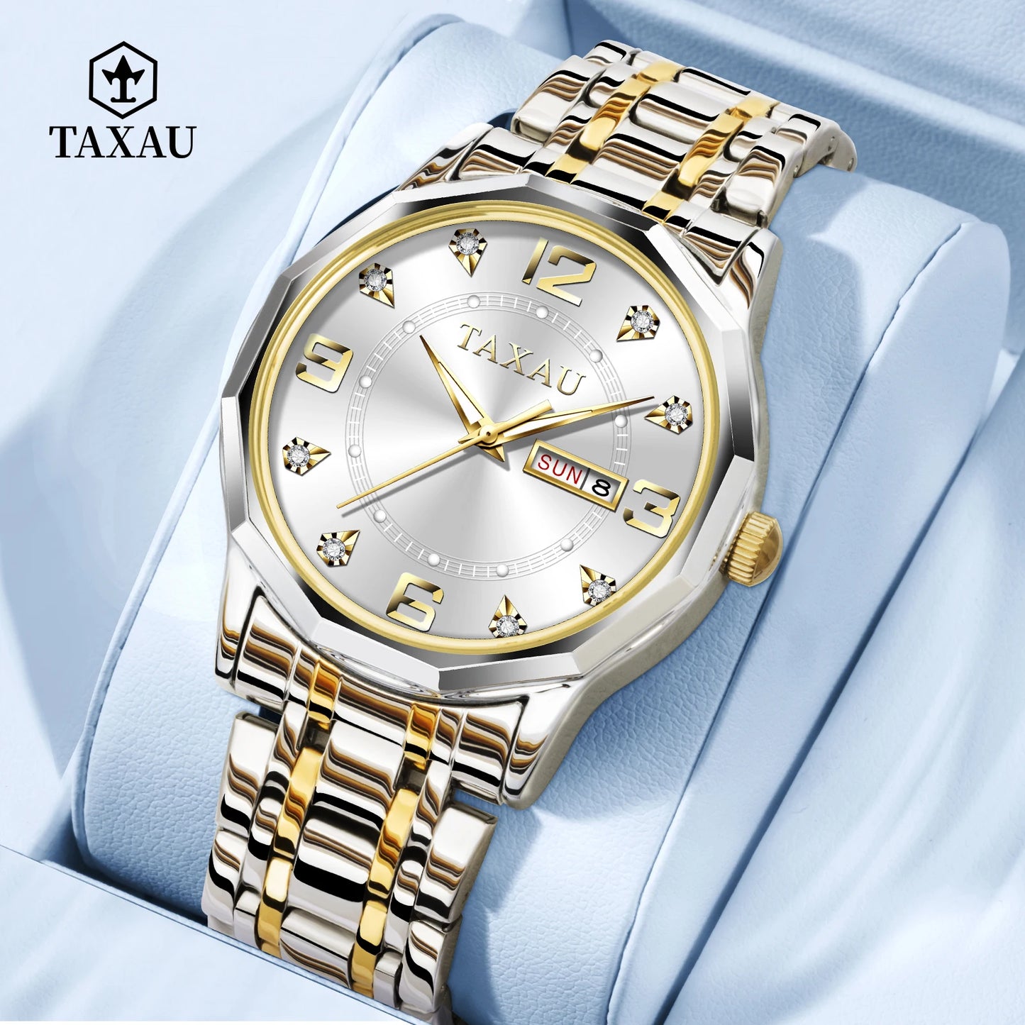 TAXAU Luxury Quartz Watch for Men Original Stainless Steel Waterproof Fashion Men's Watches High Quality Best Selling Watch Men
