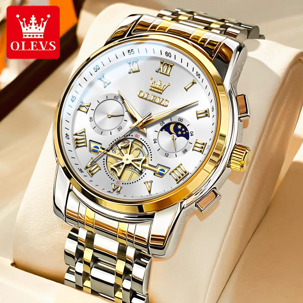 OLEVS Top Brand Men's Watches Classic Roman Scale Dial Luxury Wrist Watch for Men Original Quartz Waterproof Luminous Male Reloj