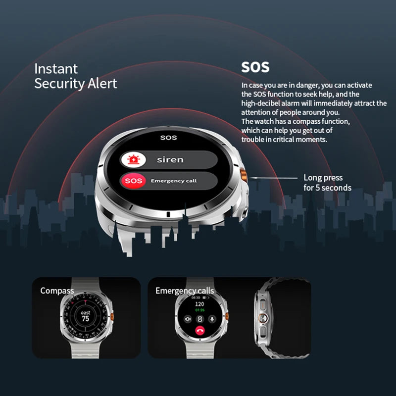 Smart Watch For Samsung Galaxy Watch 7 Ultra New GPS Compass NFC Smartwatch Man Outdoor Sports Bluetooth call Smart Watches Men