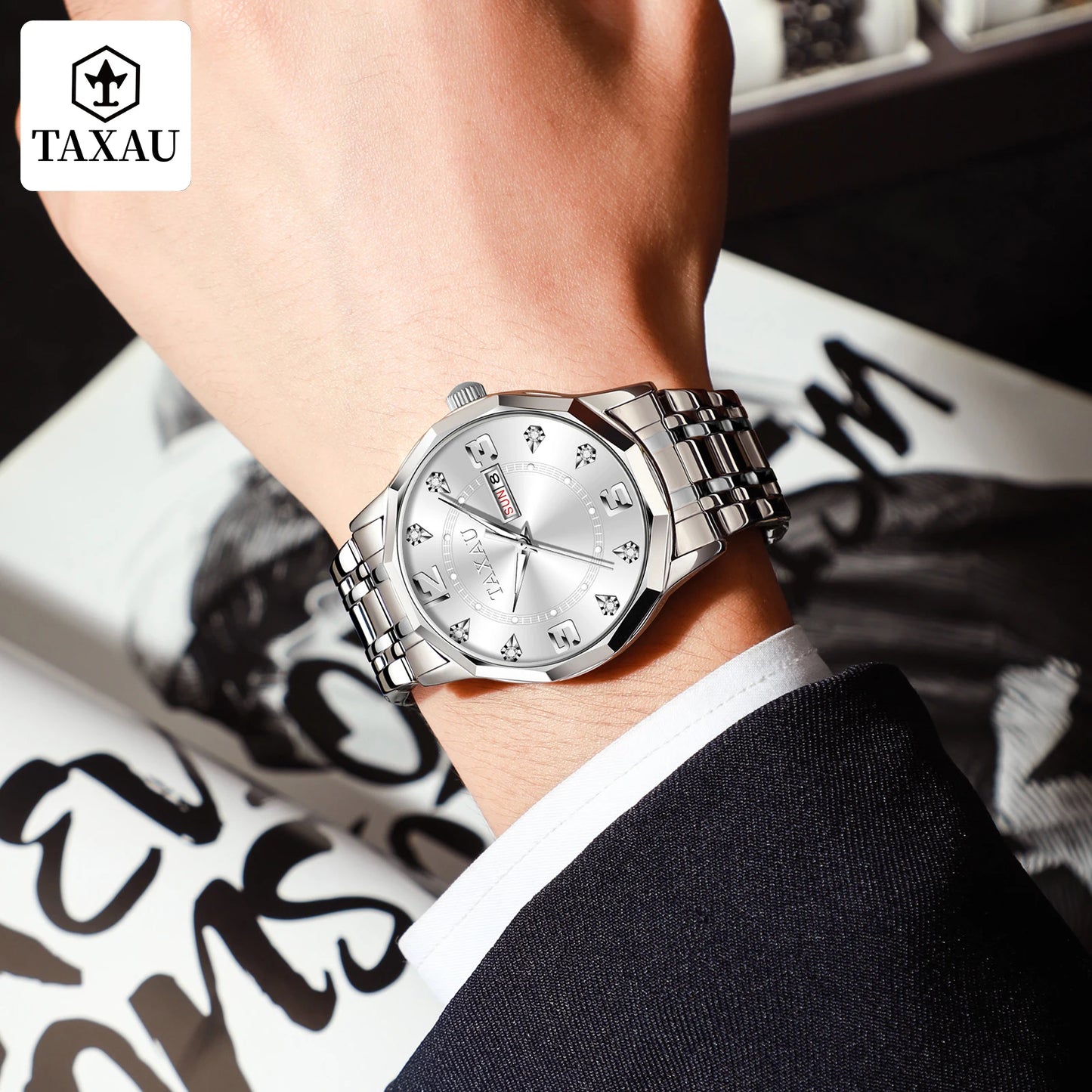 TAXAU Luxury Quartz Watch for Men Original Stainless Steel Waterproof Fashion Men's Watches High Quality Best Selling Watch Men