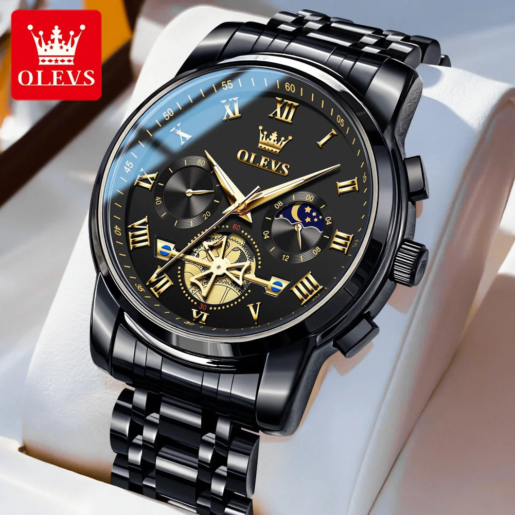 OLEVS Top Brand Men's Watches Classic Roman Scale Dial Luxury Wrist Watch for Men Original Quartz Waterproof Luminous Male Reloj