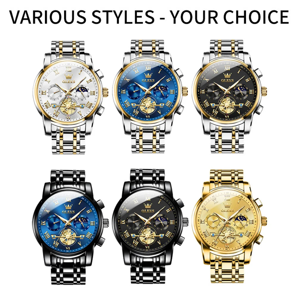 OLEVS Top Brand Men's Watches Classic Roman Scale Dial Luxury Wrist Watch for Men Original Quartz Waterproof Luminous Male Reloj