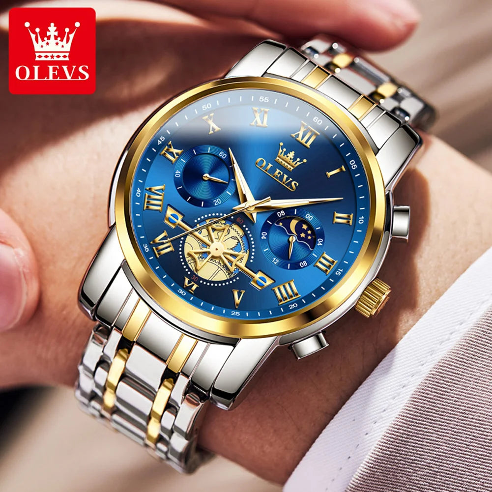 OLEVS Top Brand Men's Watches Classic Roman Scale Dial Luxury Wrist Watch for Men Original Quartz Waterproof Luminous Male Reloj