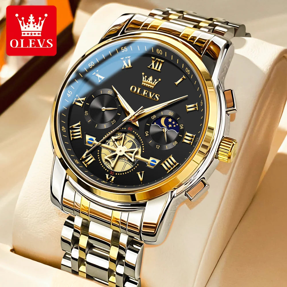 OLEVS Top Brand Men's Watches Classic Roman Scale Dial Luxury Wrist Watch for Men Original Quartz Waterproof Luminous Male Reloj