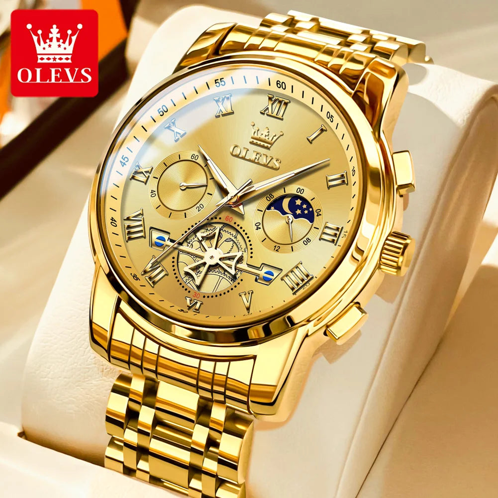 OLEVS Top Brand Men's Watches Classic Roman Scale Dial Luxury Wrist Watch for Men Original Quartz Waterproof Luminous Male Reloj