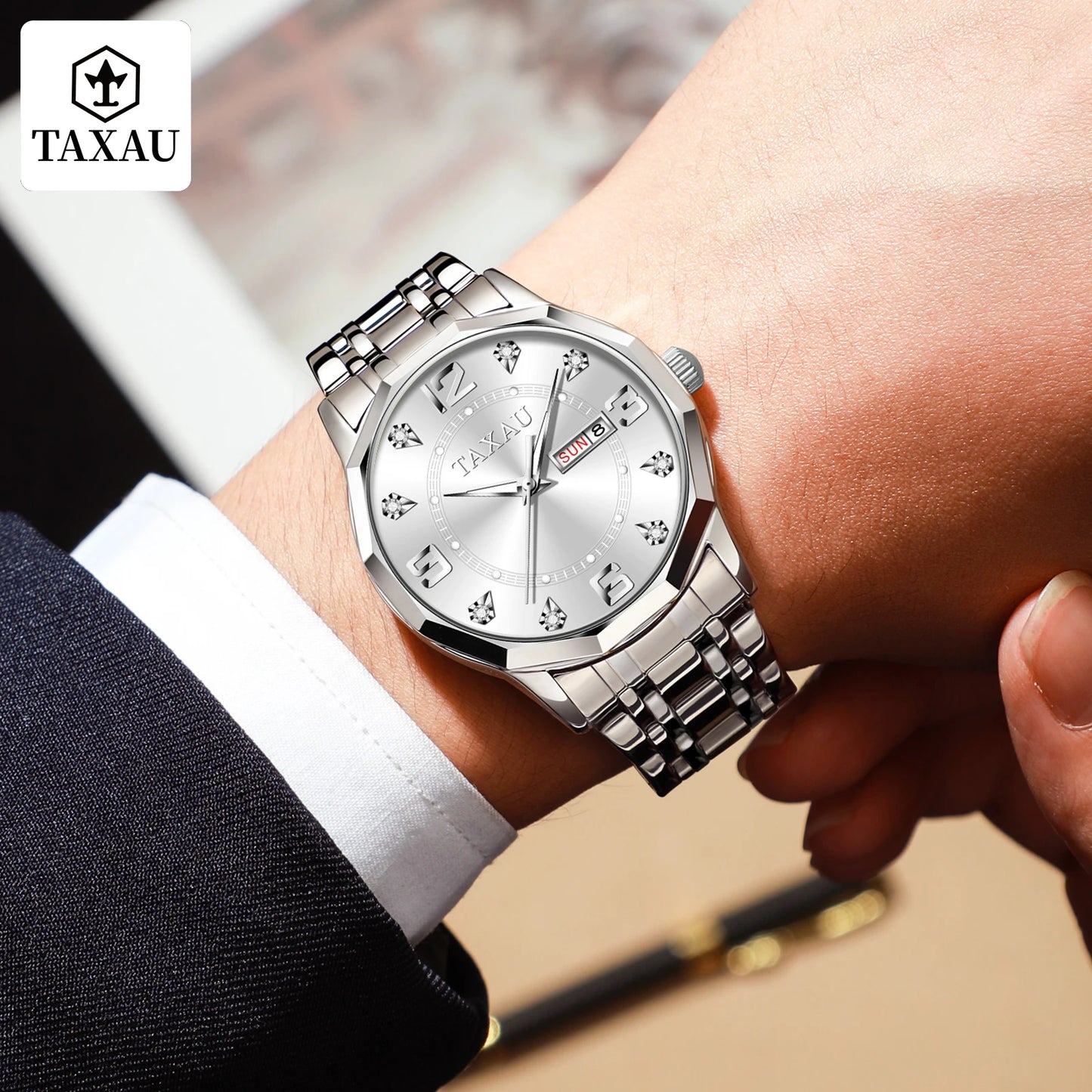 TAXAU Luxury Quartz Watch for Men Original Stainless Steel Waterproof Fashion Men's Watches High Quality Best Selling Watch Men