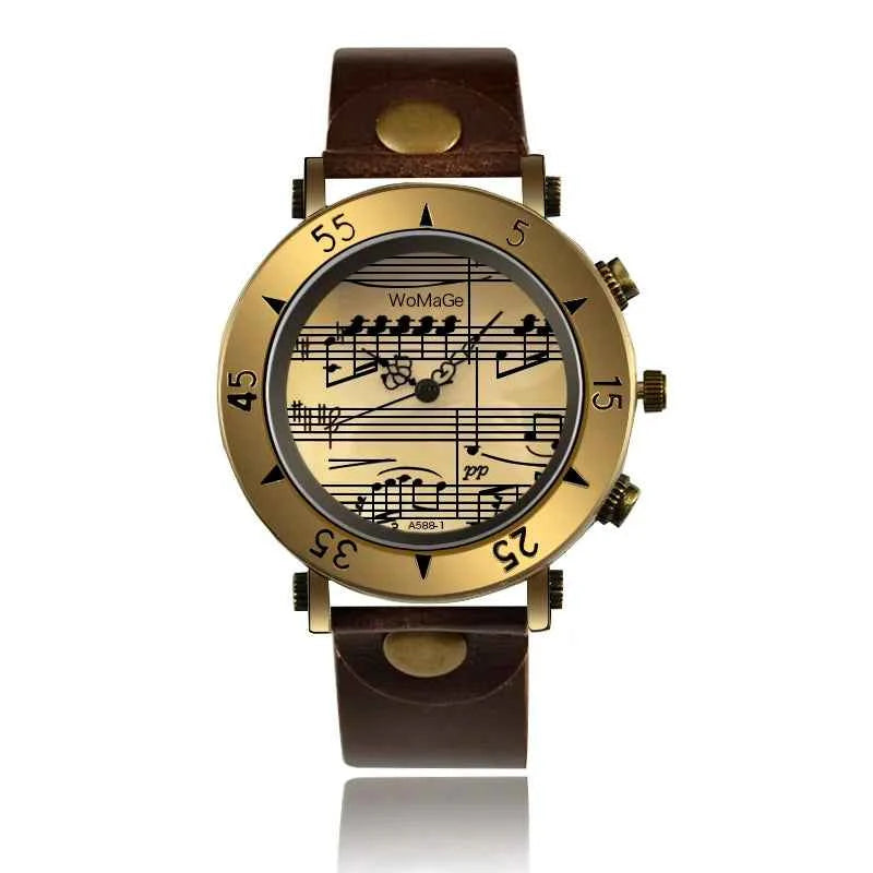 Hot Sell Womage Watch Women Luxury Brand Leather Straps Quartz Wristwatch Ladies Fashion Music Retro Watches Relogio Feminino