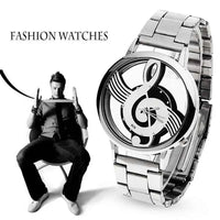 Relogio Masculino New Luxury Brand Fashion Music Note Notation Watch Stainless Steel Wristwatch for Men Silver Relojes Clock