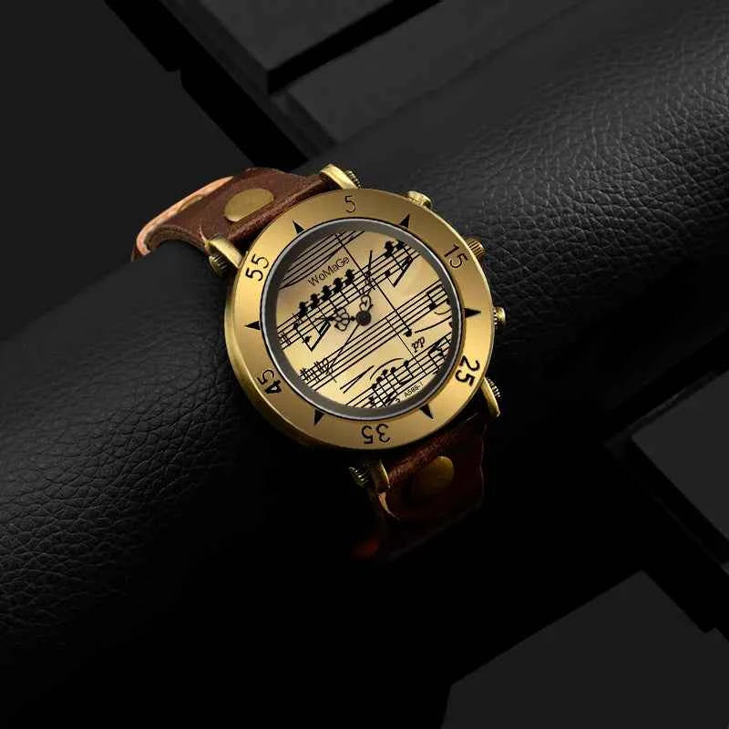 Hot Sell Womage Watch Women Luxury Brand Leather Straps Quartz Wristwatch Ladies Fashion Music Retro Watches Relogio Feminino
