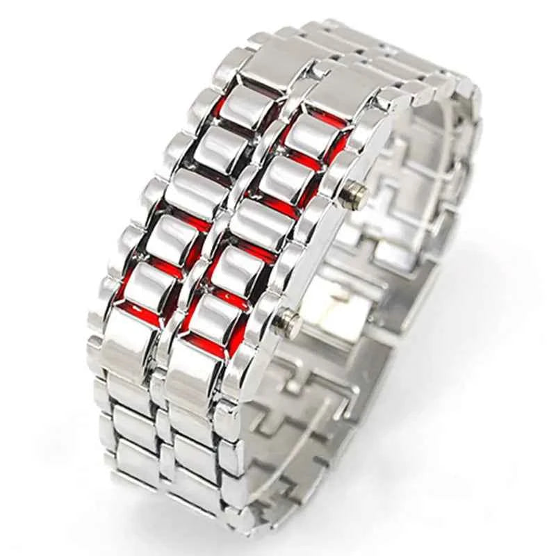 Fashion Led Digital Electronic Lava Stainless Steel Wristwatch Relojes Rectangle Stainless Steel Wristwatch Kol Saati Cool Clock