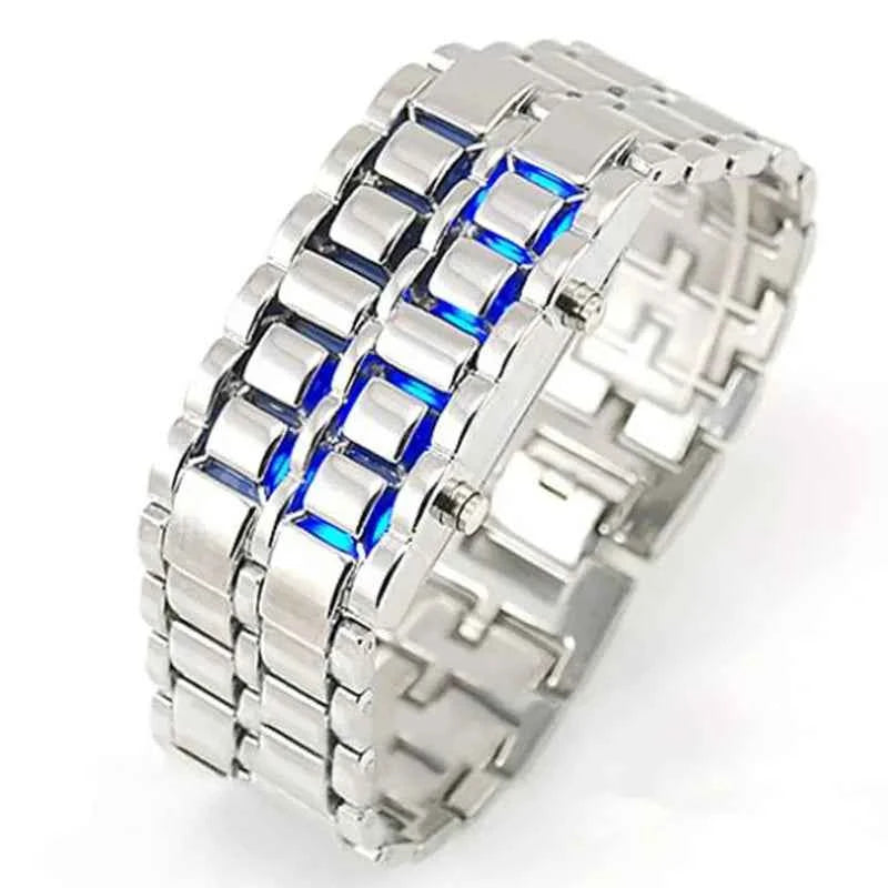 Fashion Led Digital Electronic Lava Stainless Steel Wristwatch Relojes Rectangle Stainless Steel Wristwatch Kol Saati Cool Clock