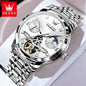 OLEVS Stainless Steel Men Automatic Mechanical Watch Original Skeleton Waterproof Wrist Watch Men Fashion Trend Watches for Men