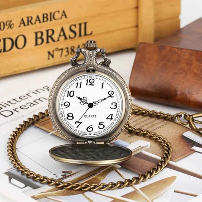 Retro Bronze Statue of Liberty Coin Pattern Collectible Quartz Pocket Watch Gift for Male Women Chronograph Hombre Relojes