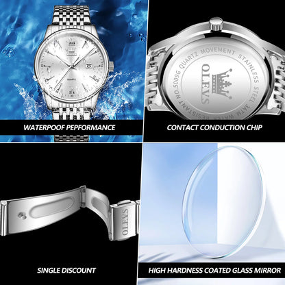 OLEVS High-end Luxury Watches for Men Fashion Original Stainless Steel Men's Watches Top Brand Man Quartz Wristwatch Hand Clock