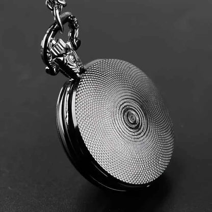 Classic Vintage Black Motorcycle Quartz Pocket Watch, Necklace Pendant With World Time Feature, Ideal Gift For Men & Women and K