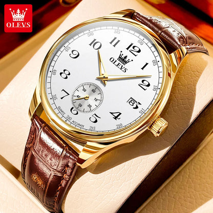 OLEVS Best Selling Original Leather Watches for Men Casual Simple Business Wrist Watch Men Fashion Waterproof Men Quartz Watch