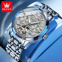OLEVS Casual Fashion Original Men Watch Best Selling Skeleton Stainless Steel Multifunction Automatic Mechanical Watch for Men