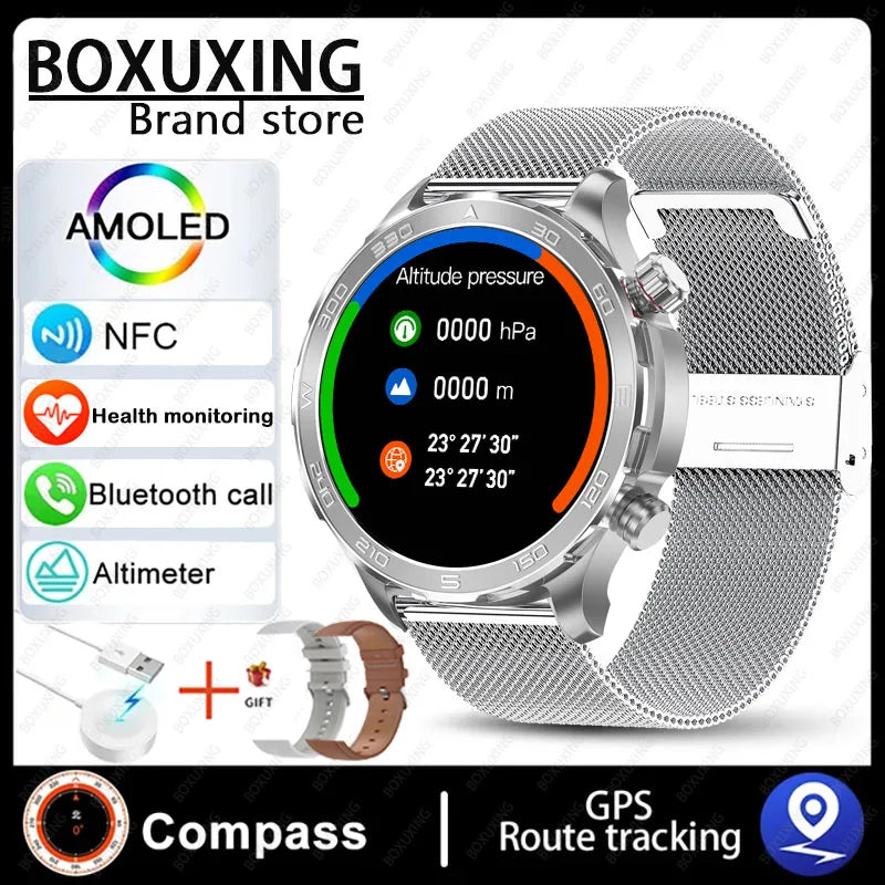 2024 New For Huawei GPS Smart Watch Men Bluetooth Call Sport Waterproof Watches Heart Rate NFC Compass Altituden Smartwatch Man