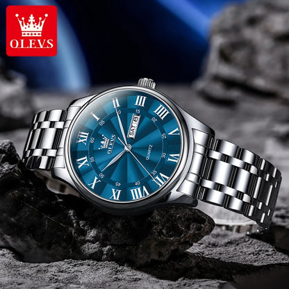 OLEVS Casual Simple Men Watch High Quality Luxury Original Stainless Steel Waterproof Fashion Business Quartz Wrist Watch Men