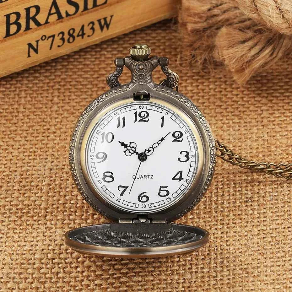 Vintage Bronze Tarot Commemorative Coin Pocket Watch Constellation Lucky Sun Moon Necklace Memorial For Mlae Kids Relogio Saati