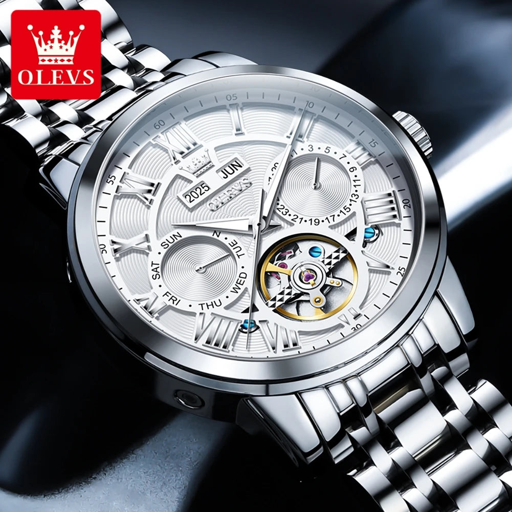 OLEVS Casual Fashion Automatic Mechanical Men Watch Best Selling High Quality Original Stainless Steel Waterproof Watch for Men