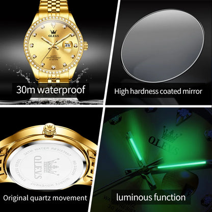 OLEVS Top Brand Luxury Men's Wrist Watches High Quality Casual Fashion Waterproof Calendar Luminous Quartz Original Men Watch