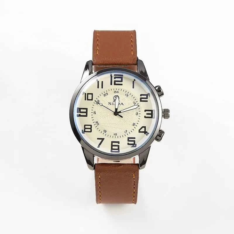 Mens Exquisite Male Leather Quartz Wristwatch Business Gentle Clock Casual Watch Elegant Relogio Masculino Fashion Saati Gift