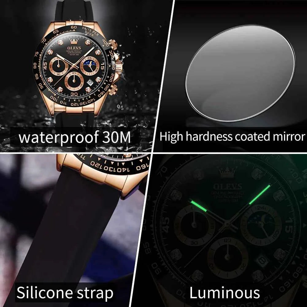 OLEVS Luxury Men's Watches Top Brand Fashion Quartz Wristwatch Sport Chronograph Waterproof Watch For Men Relogios Masculino