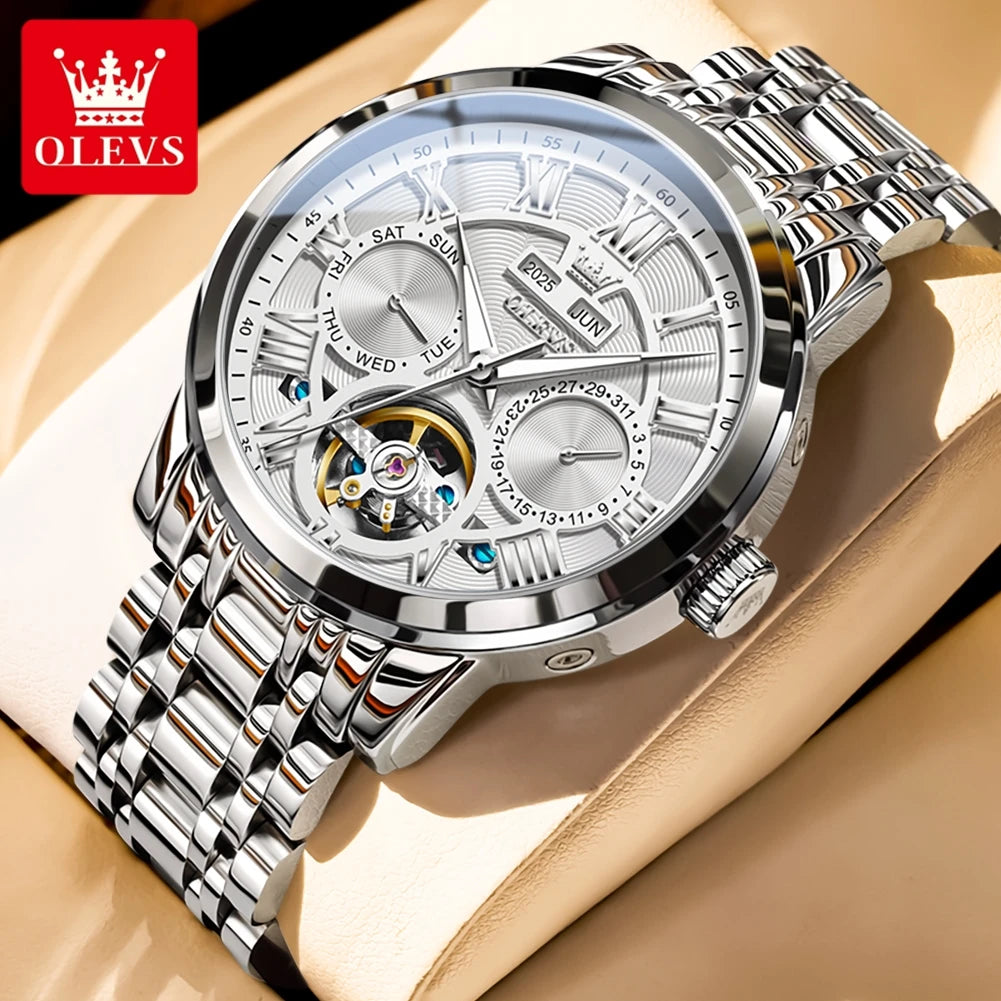 OLEVS Casual Fashion Automatic Mechanical Men Watch Best Selling High Quality Original Stainless Steel Waterproof Watch for Men