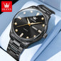 OLEVS Casual Simple Men's Wrist Watches Original Stainless Steel Waterproof Luminous Dual Calendar Quartz Fashion Watch for Men