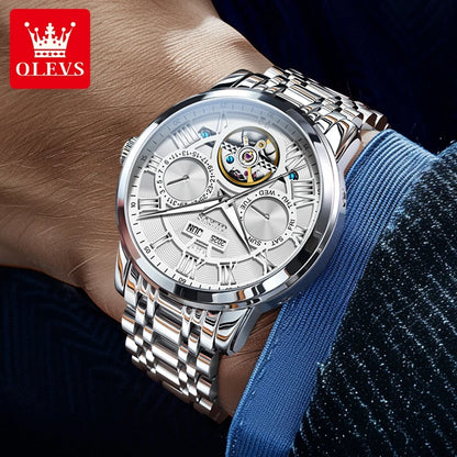 OLEVS Casual Fashion Automatic Mechanical Men Watch Best Selling High Quality Original Stainless Steel Waterproof Watch for Men