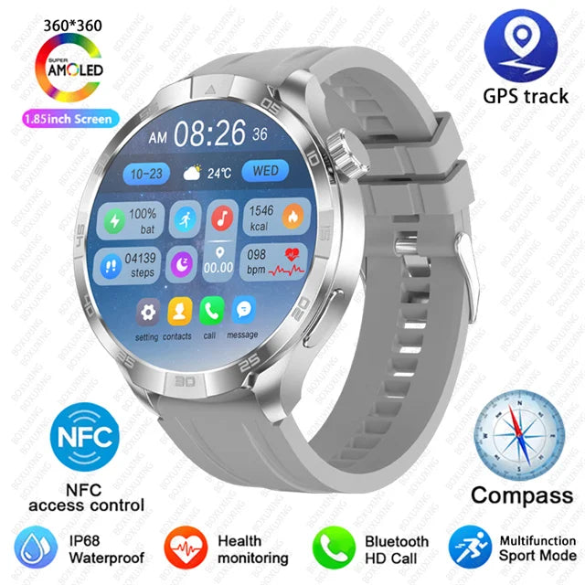 For Huawei New Watch 4 Pro Upgrade 1.85" AMOLED Smart Watch Men GPS Outdoor Sports Watch NFC Health Monitor BT Call Smartwatch
