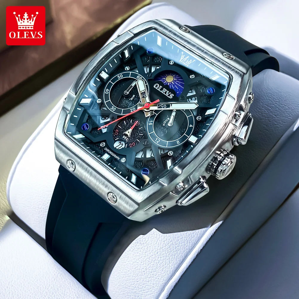 OLEVS Top Brand Fashion Trend New Men Watch Best Selling Original Silicone Strap Multifunction Quartz Luxury Men's Wrist Watches