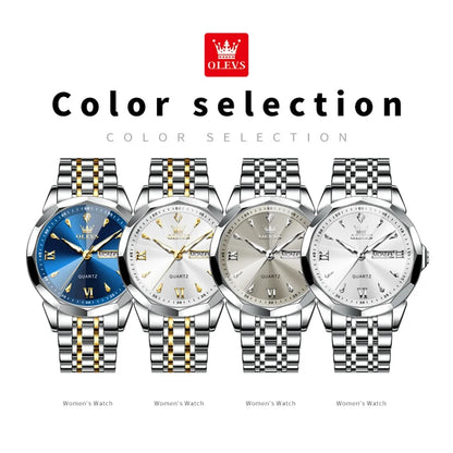 OLEVS Casual Fashion Business Men Quartz Watch Stainless Steel Waterproof Calendar Luminous Original Luxury Men's Wrist Watches