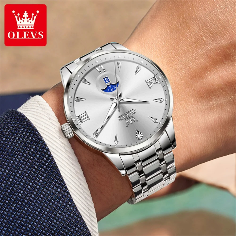 OLEVS Top Brand Fashion Business Men Watch Best Selling High Quality Original Waterproof Stainless Steel Quartz Wrist Watch Men