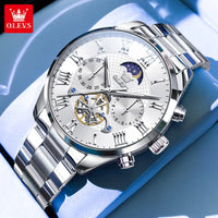 OLEVS Casual Fashion Men Watch High Quality Original Stainless Steel Waterproof Luxury Multifunction Quartz Men's Wrist Watches