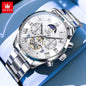OLEVS Casual Fashion Men Watch High Quality Original Stainless Steel Waterproof Luxury Multifunction Quartz Men's Wrist Watches