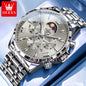 OLEVS Original Fashion Men Watch Stainless Steel Waterproof Luminous Dual Calendar Luxury Multifunction Quartz Men's Wrist Watch
