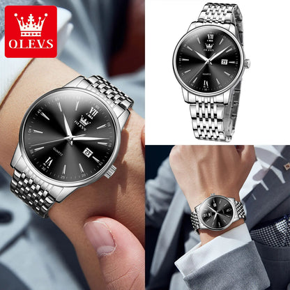 OLEVS High-end Luxury Watches for Men Fashion Original Stainless Steel Men's Watches Top Brand Man Quartz Wristwatch Hand Clock