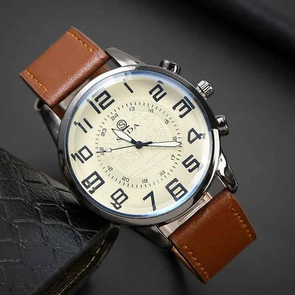 Mens Exquisite Male Leather Quartz Wristwatch Business Gentle Clock Casual Watch Elegant Relogio Masculino Fashion Saati Gift