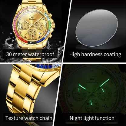 OLEVS High Quality Fashion Luxury Quartz Men Watch Top Brand Original Stainless Steel Waterproof Multifunction Wrist Watch Men