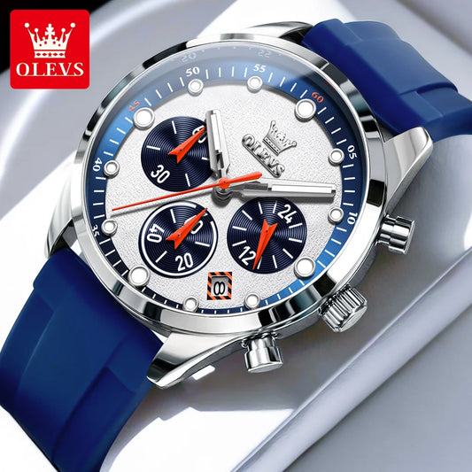 OLEVS High Quality Sports Watch for Men Original High-end Luxury Men's Wrist Watches Waterproof Silicone Strap Male Quartz Watch